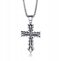 Крест серебряный цвет ожерелье винтаж, ретро сталь