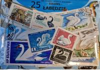 Zestaw 25 znaczków pocztowych - ŁABĘDZIE