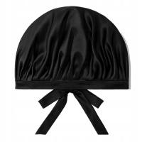 Jedwabny czepek do włosów 100% JEDWAB do pielęgnacji spania Meravil Czarny