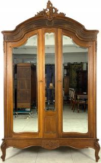 STYLOWA SZAFA Z LUSTRAMI LUDWIK ROCAILLE LITY DĄB GARDEROBA FRANCJA 1330