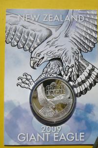 1 $ Новая Зеландия 2009 Орел HAASTA Ag 999 Oz редкий