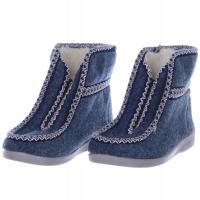 Kapcie Bambosze damskie Filcowe POLSKIE na zamek granatowe CIEPŁE LEKKIE