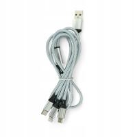 Kabel USB typ A-B C Lightning * 1,5m * biały * Nylon * || BBElectronics ||