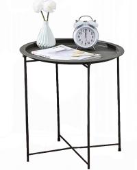 Складной металлический журнальный столик с подносом круглый промышленный стол