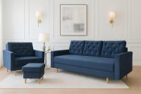 Zestaw mebli wypoczynkowych fotel jednoosobowy i sofa z funkcją spania