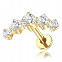 СЕРЬГИ ЛАБРЕТ СПИРАЛЬ ЦИРКОНЫ ЗЛОТЫЙ ТИТАН 1,2 / 6