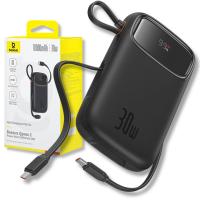 Powerbank Baseus QPow 2 30W 10000mAh z wbudowanymi kablami USB-C - czarny