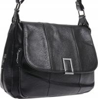 ŚREDNIA TOREBKA DAMSKA LISTONOSZKA Z KLAPKĄ czarny