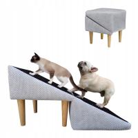 Schody podest Makspol dla psa kota 2w1 Pufa rampa 36cm ! Jasnoszary