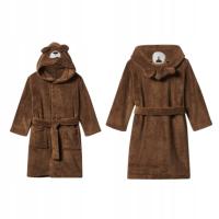 Szlafrok dziecięcy z kapturem MIŚ brązowy 110/116 cm