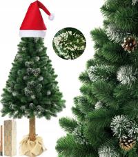 CHOINKA SZTUCZNA NA PNIU SOSNA DIAMENTOWA PREMIUM 220CM GĘSTA LUX + CZAPKA