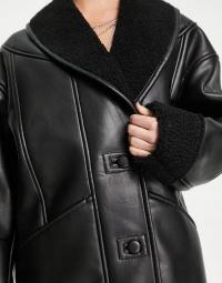 Urbancode NG7 gts czarny długi płaszcz kożuch oversize S
