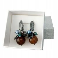 Klipsy damskie oksydowane agat perła hematyt