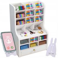 ORGANIZER NA BIURKO PRZYBORNIK NA KREDKI DŁUGOPISY OŁÓWKI Z SZUFLADĄ BIAŁY