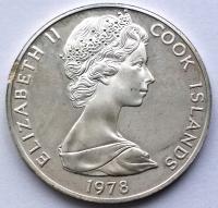 WYSPY COOKA 5 DOLARÓW 1978 / srebro