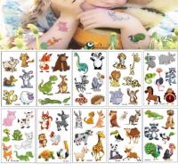 Детские татуировки 10 листов 12x7, 6 см животные образовательные наклейки