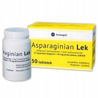 Asparginian Lek 17 mg + 54 mg, 50 tabl. uzupełnia niedobory magnezu, potasu