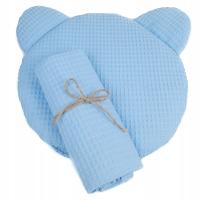 KOMPLET KOCYK + PODUSZKA MIŚ WAFEL BŁĘKITNY