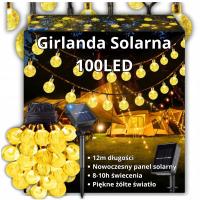 12m GIRLANDA OGRODOWA ŁAŃCUCH ŚWIETLNY LAMPKI 100 LED SOLARNA KULKI