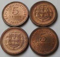 Portugalia 5 centavos 1921 rok mennicza mennicze