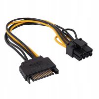 Adapter SATA - PCI-E 6+2pin 15cm Akyga