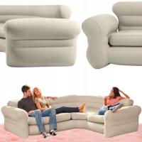 DMUCHANA SOFA KANAPA NAROŻNA Narożnik dla 4 Osób Oparcie Podłokietniki Beż