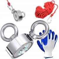 Неодимовый магнит для поиска 2 x 160 кг Набор с перчатками веревка 20 м 320 кг