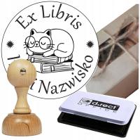 Pieczątka Stempel + Tuszownica Drewniany Tradycyjna Ex Libris Wzory Prezent