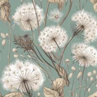 Tkanina bawełniana Materiał Bawełna wzór dmuchawce liście 373zie