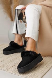 KAPCIE klapki PAPCIE laczki PUSZYSTE futro BEZ pięty (40)