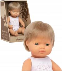 Lalka Miniland 38cm Europejczyk ciemny blond lalka chłopiec
