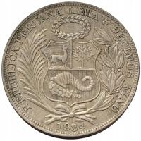 44779. Peru - 1 sol - 1934r. - Ag (25g/37mm)