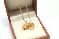 NIESŁYCHANY ZŁOTY ŁAŃCUSZEK Z DWIEMA ZAWIESZKAMI PRÓBA 585 52CM