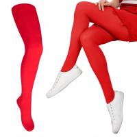 RAJSTOPY Dziecięce CZERWONE 128/134 Gładkie Kryjące Mikrofibra 40 den