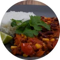 Chilli sin carne z ryżem basmati (2 porcje)