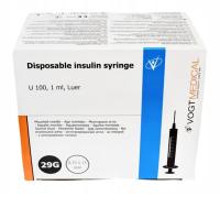 Шприц для инсулина LUER 1ml U100 с иглой 29G 0,33X13MM 3CZ. 100 шт.