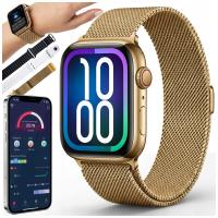 SMARTWATCH DAMSKI ZEGAREK ZŁOTY ROZMOWY POWIADOMIENIA SPORT ZDROWIE 3 PASKI