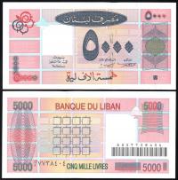 $ Liban 5000 LIVRES P-79 UNC 2001