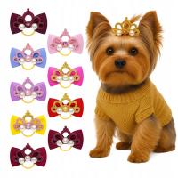 Kokardka dla psa yorka shih tzu 10 sztuk korona Gumki York Latex