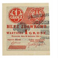 Polska - 1 grosz bilet zdawkowy 28.04.1924 r lewa strona ser.AX