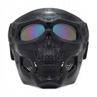 Gogle motocyklowe czaszka czarne kolorowe soczewki