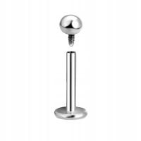 Серьги из Серебряного ЛАБРЕТА с шариком GW. Хирургическая сталь 316L размер 1,2/8/3