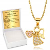 Золотая цепочка 925 злотый Ангел медальон с сердцем Крещение Причастие гравер