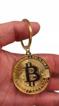 Brelok Breloczek Złoty Bitcoin Zawieszka BTC Wysoka Jakość