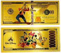 Goofy DISNEY Piękny Kolekcjonerski Banknot Pozłacany PCV PREZENT