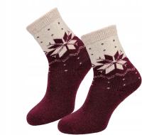 CIEPŁE skarpety damskie GRUBA ANGORA z frotą wełniane KOLORÓW