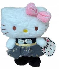 MASKOTKA przytulanka pluszak czarno złota z kokardą przyssawka HELLO KITTY