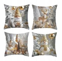 POSZEWKI NA PODUSZKĘ VELVET 40X40cm BOŻE NARODZENIE 4 sztuki efekt 3d