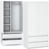 Шкаф белый с 2 ящиками 2 двери 90 см бар 4 полки гардеробная вместительная