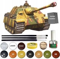 MODEL czołg do sklejania, JAGDPANTHER + klej, farby, 3 pędzle, taśma...1:72
